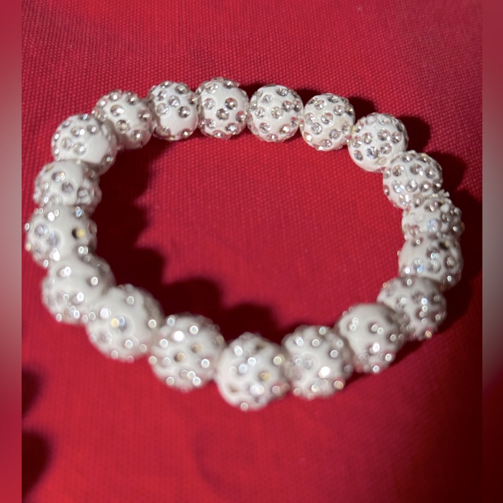 Sparkling White Crystal Bead Bracelet
